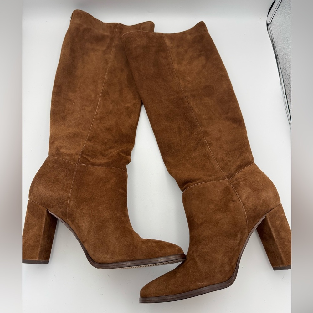 NEW Lauren Ralph Lauren Artizan Tall Brown Suede Boots | Size 9 B NIB tobacco